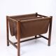 Newspaper/magazine holder - rosewood and brown canvas - Danish design - 1960s