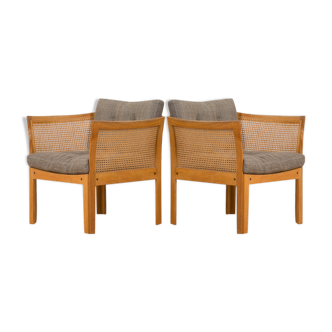 Pair of rattan Plexus armchairs by Illum Wikkelsø for Silkeborg Møbelfabrik, 1970s