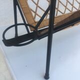 Wrought iron and rattan magazine holder