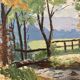 Oil on panel Landscape at the watercourse