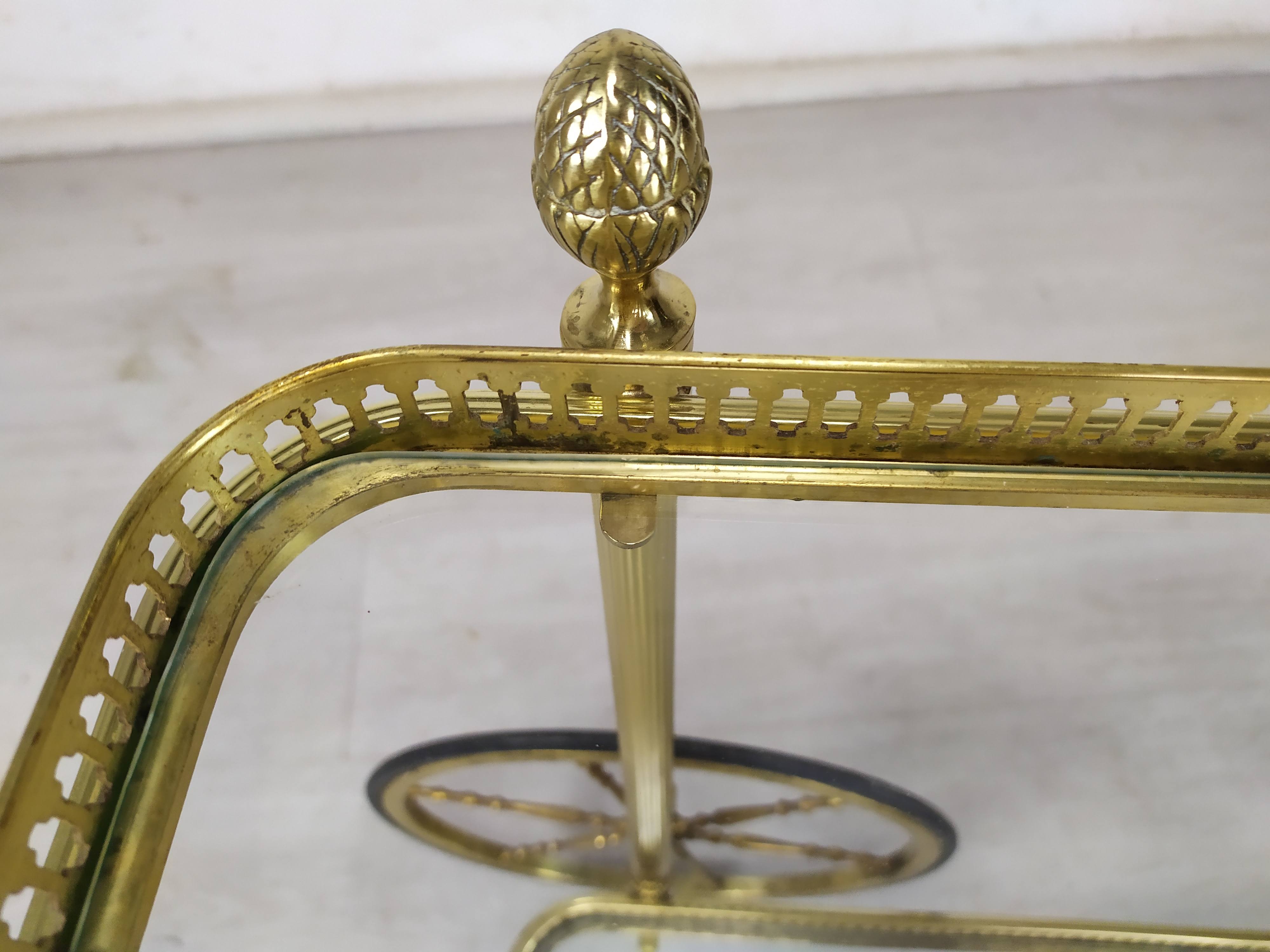 Vintage brass bar trolley service