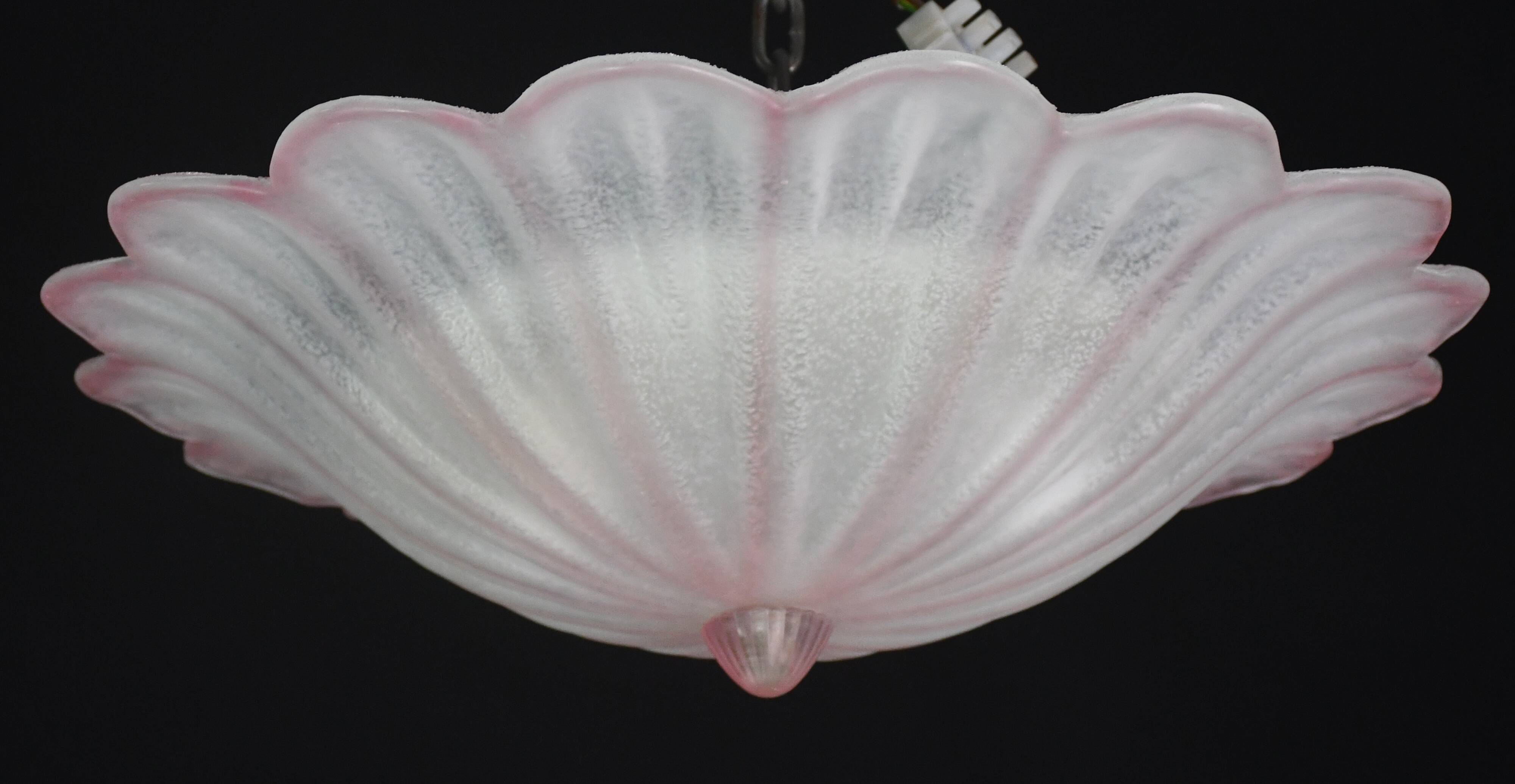 Precious Italian pink Murano glass ceiling fixture, Murano, 1970