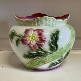 Floral cachepot from the early 20th century in slip