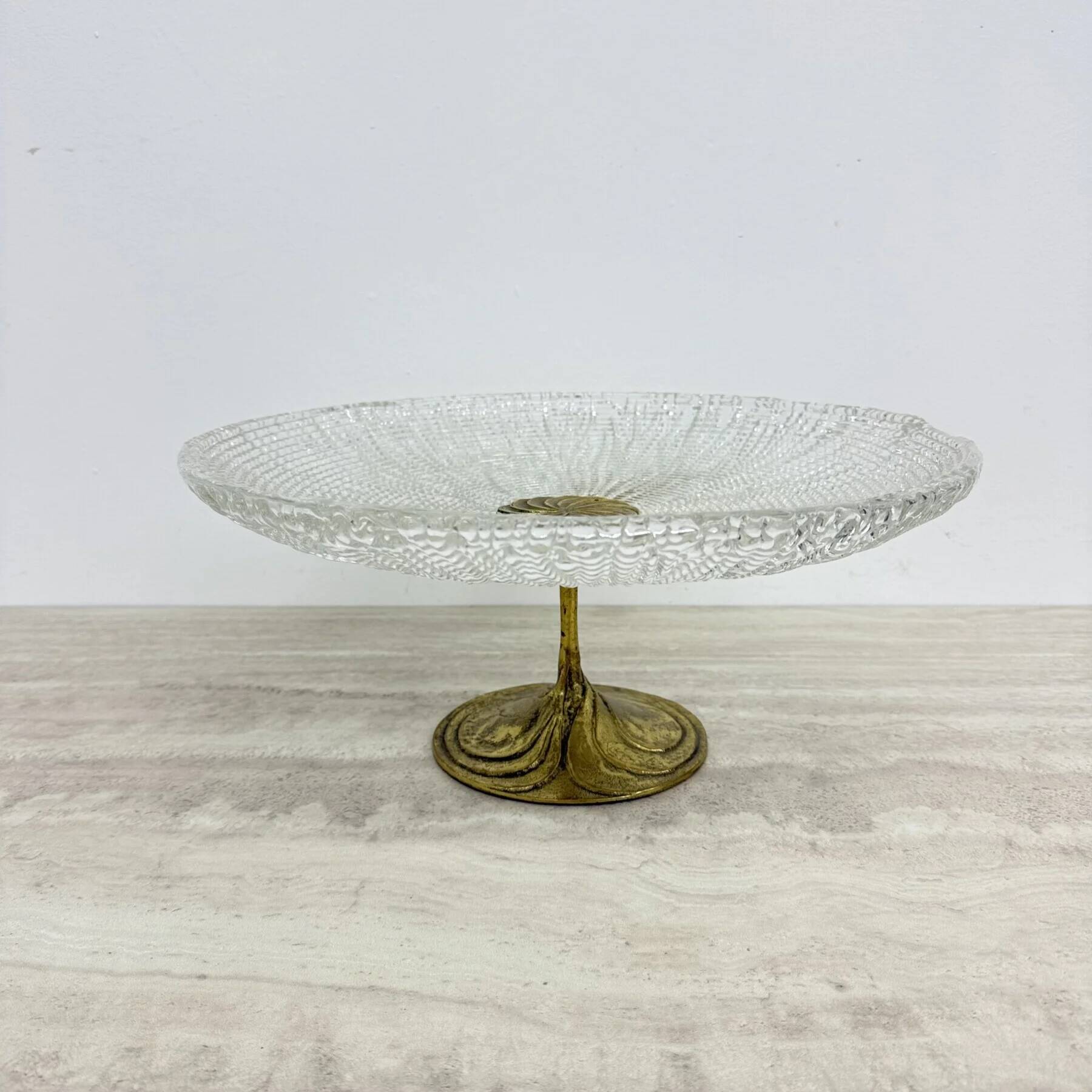 Mid-century design centrepiece crystal and brass bowl, 1960s