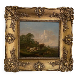 Paire d’huiles sur panneau scènes champêtres Balthazar Paul Ommeganck