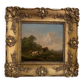 Pair of oils on panel depicting rural scenes by Balthazar Paul Ommeganck.
