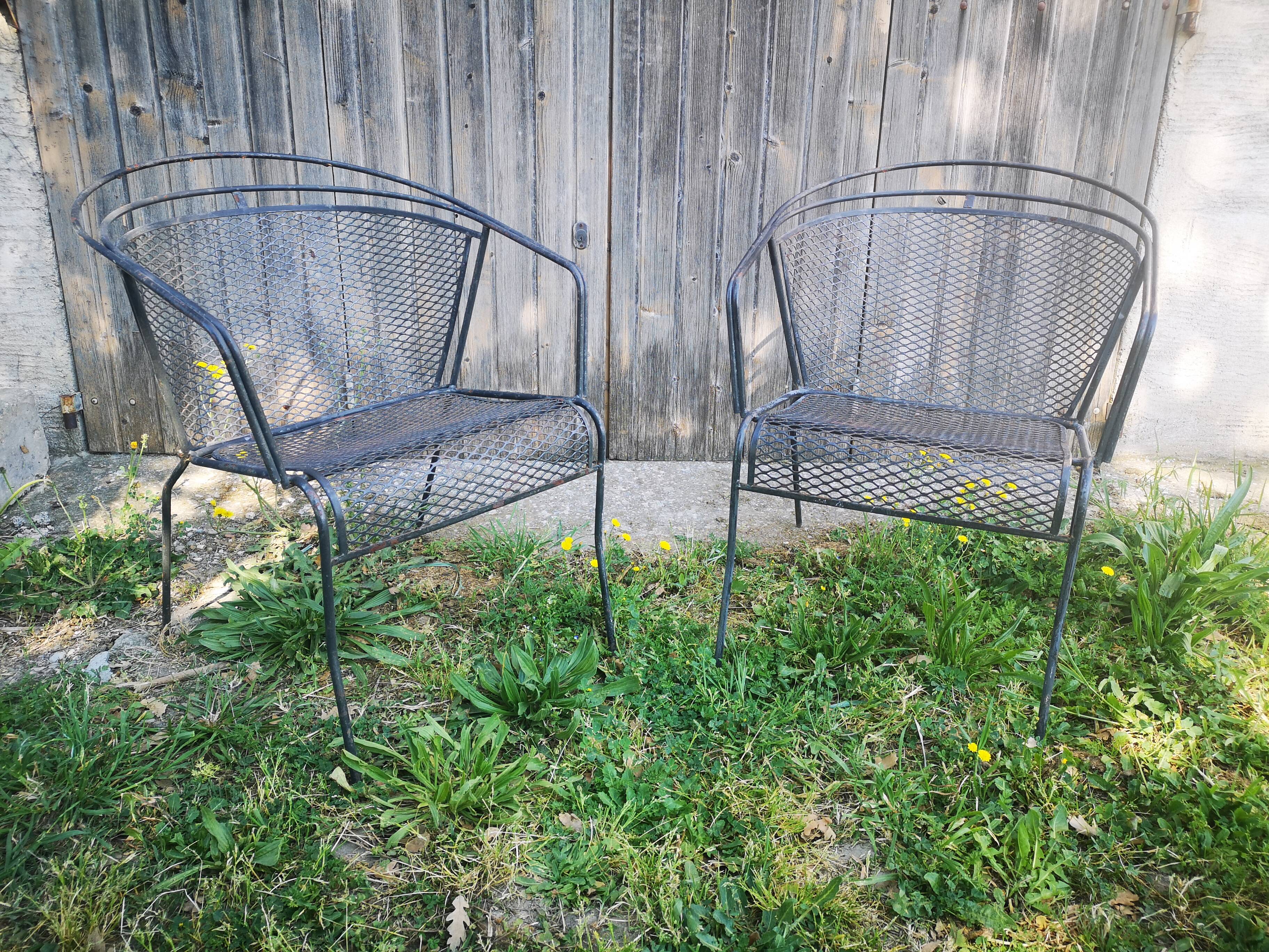 Pair of metal garden chairs 1950