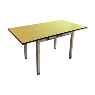 Yellow Formica kitchen table, 1960