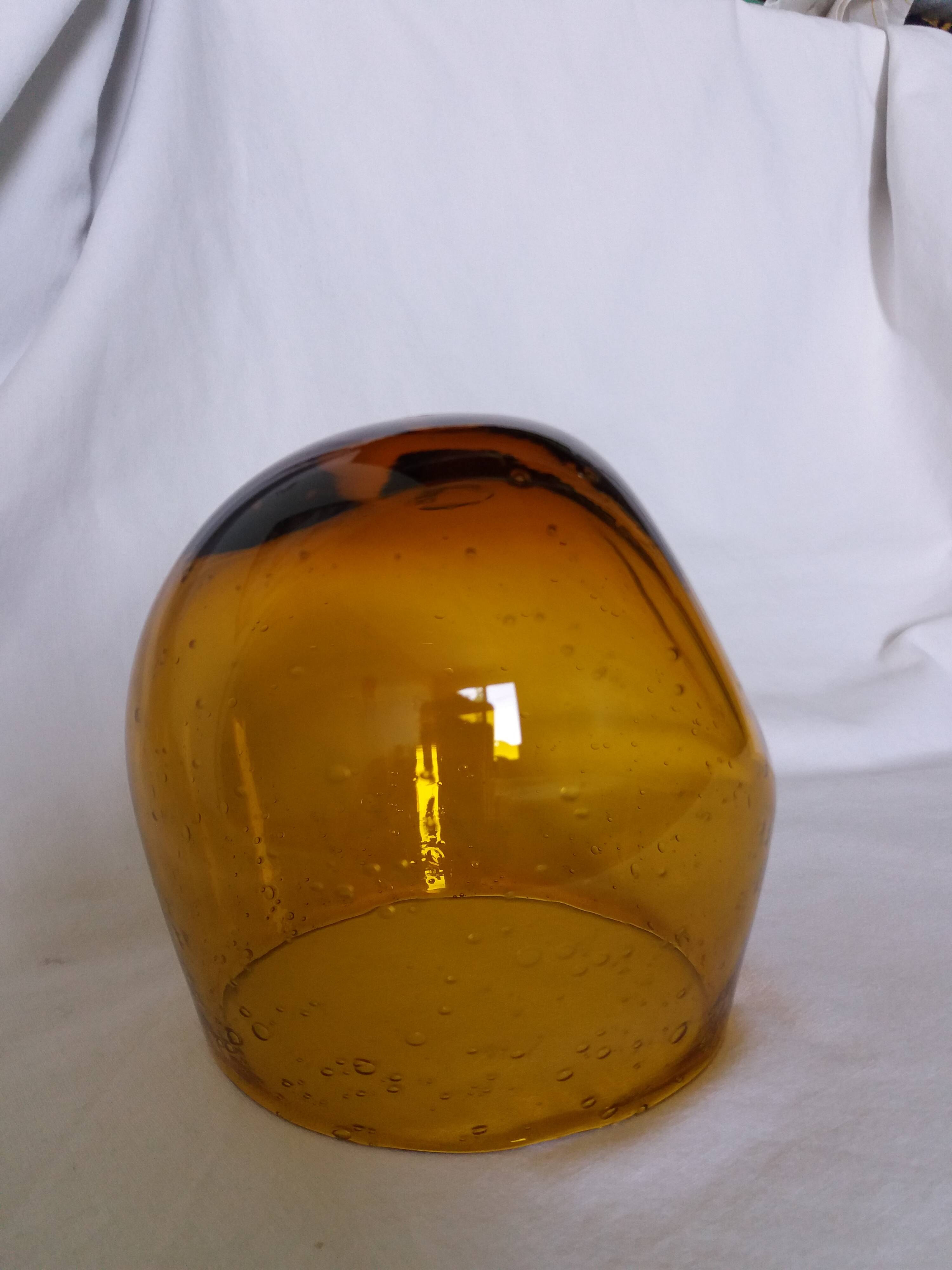 Blown bubble glass vase by Biot