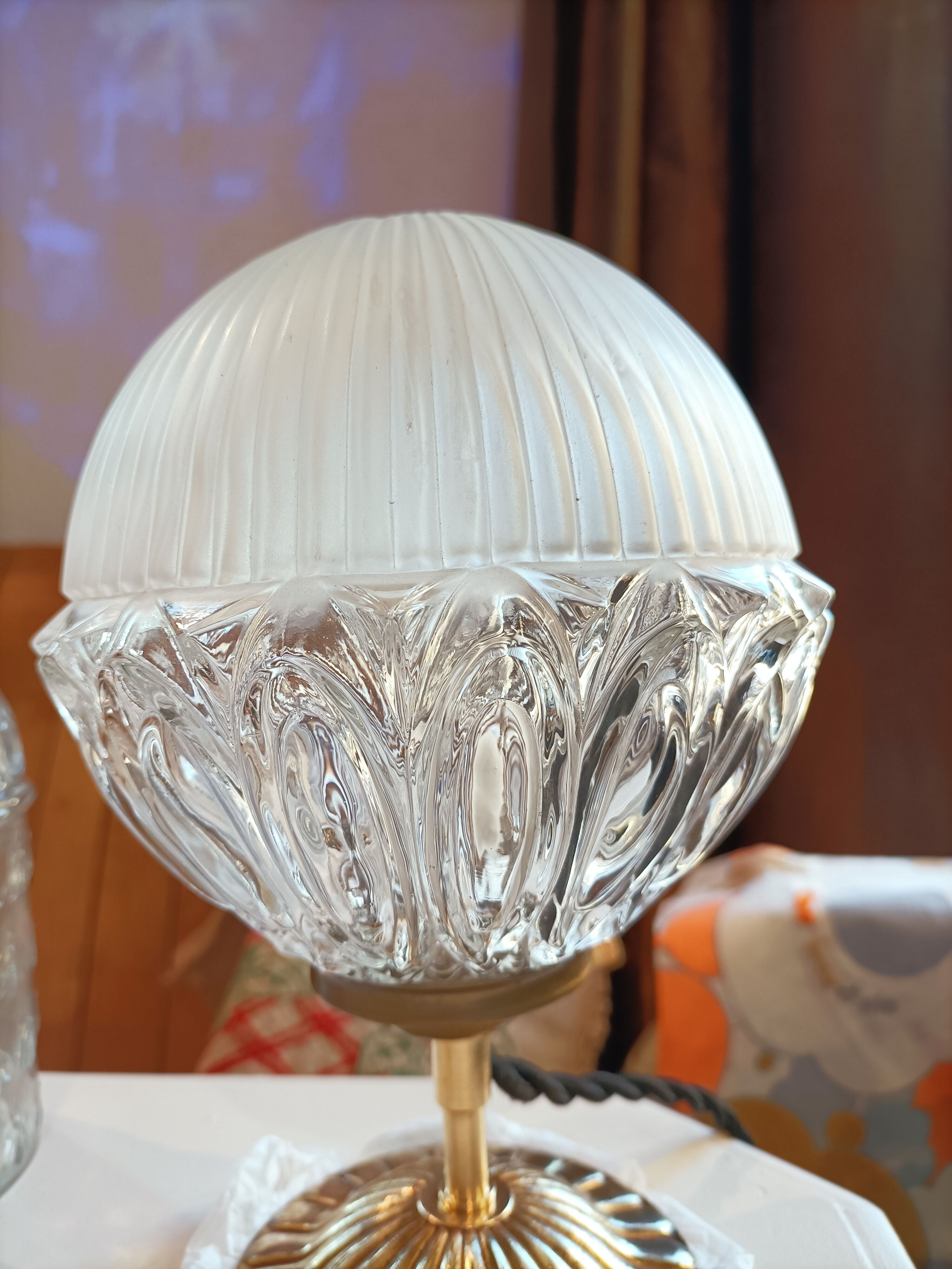 Vintage lamp on foot bronze antique globe