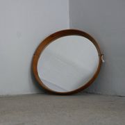 Mirror - Teak - Wooden structure with brass - Vintage Italian design - 1960s