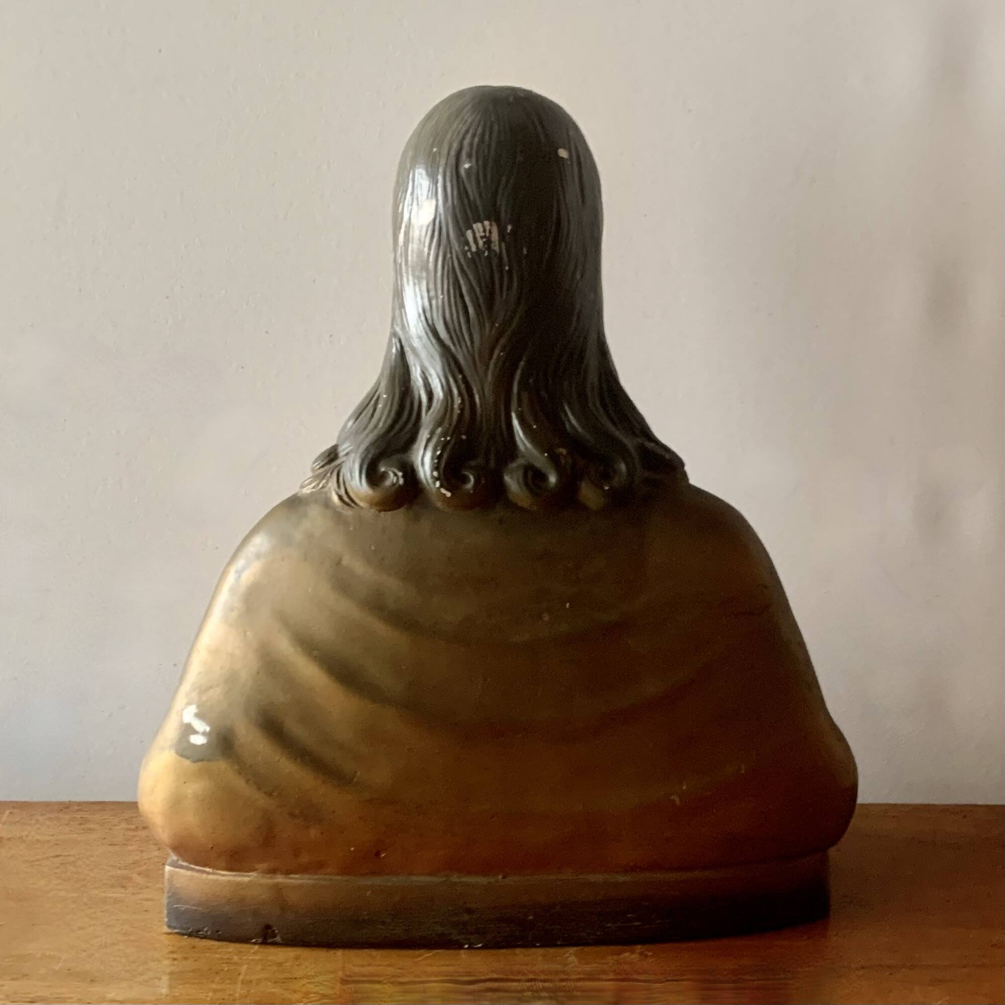 Old Sacred Heart of Jesus bust in plaster