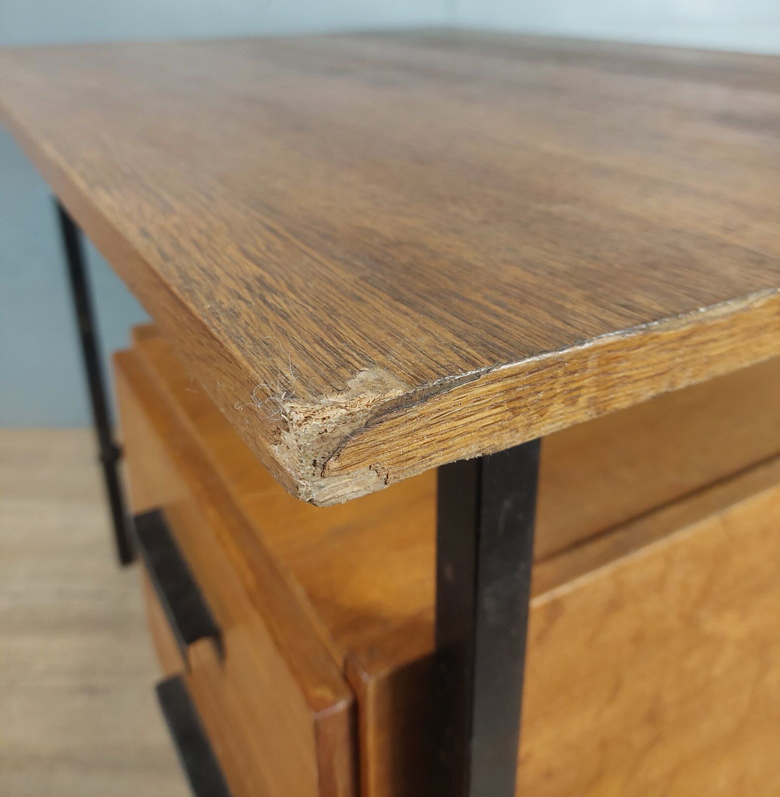 Vintage wood and iron desk