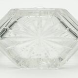 Matching pair of bohemian crystal decanters with art deco motifs