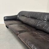 Black leather De Sede DS16 sofa, 1970s