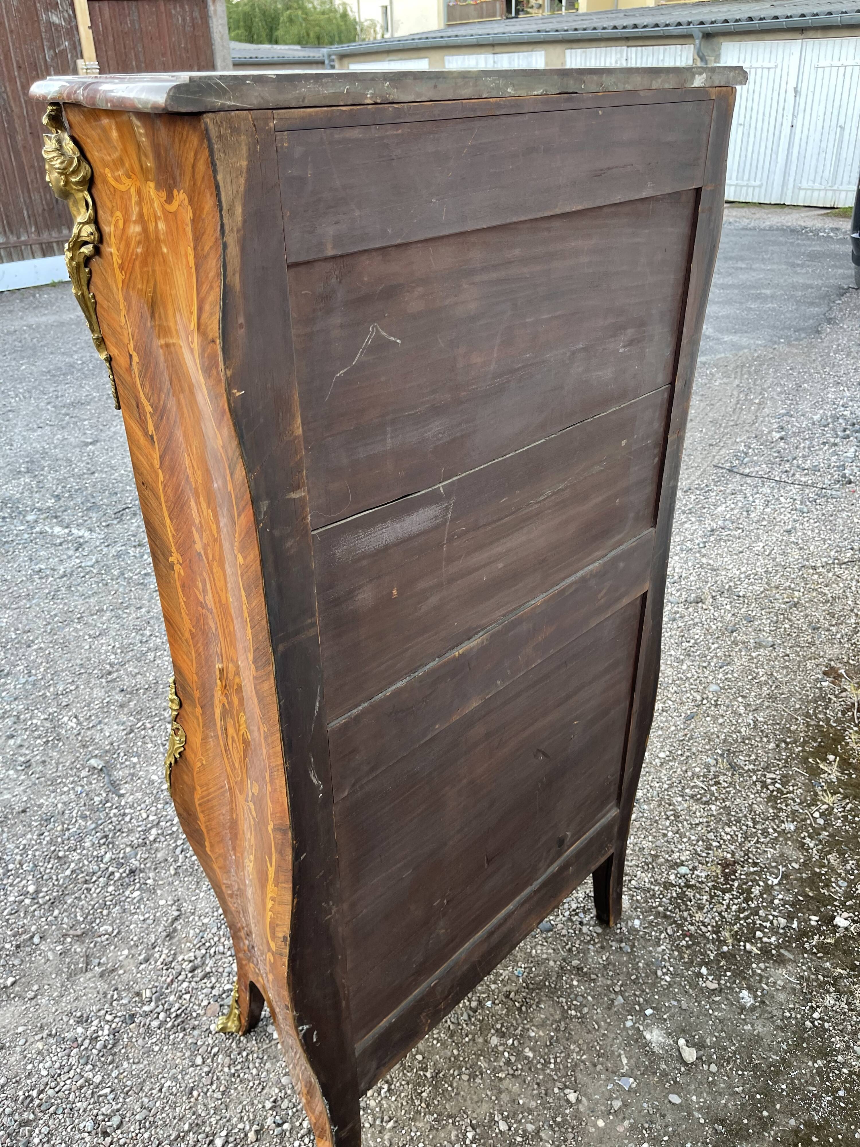 Secretary louis XV curved, varnish Martin, marquetry