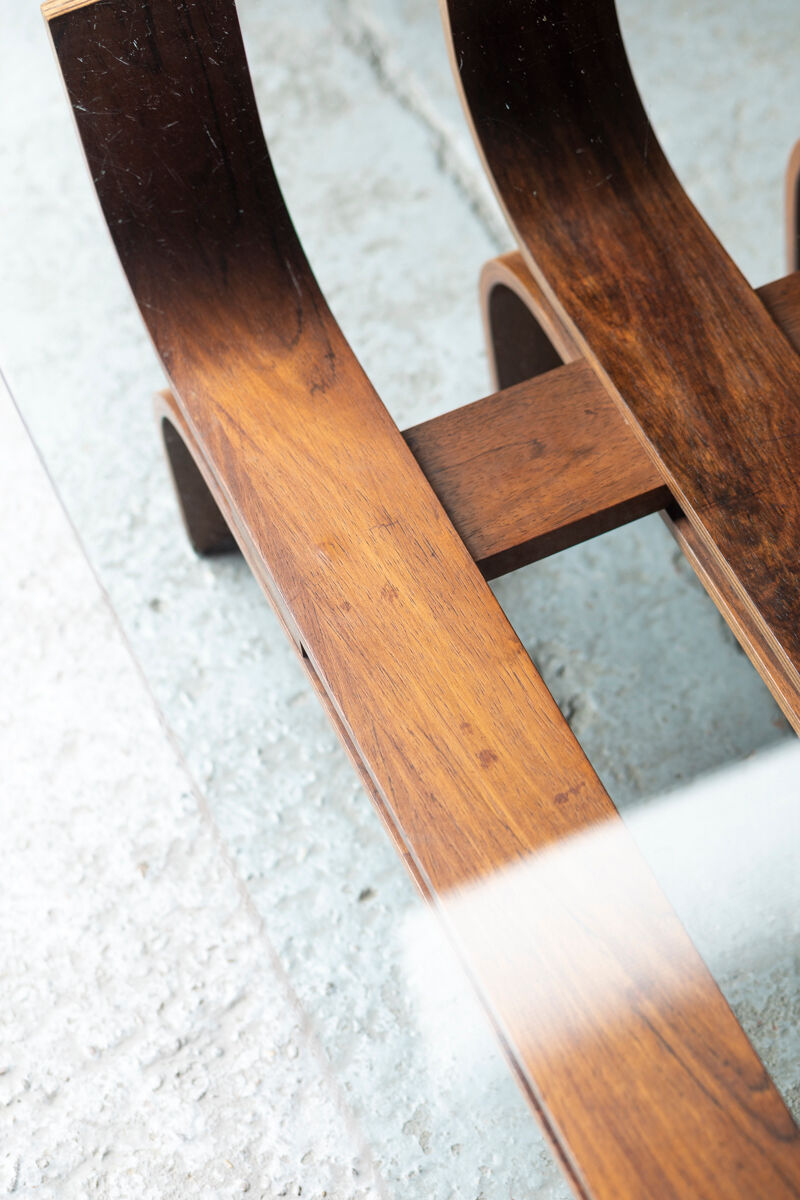 Coffee table with a steam-bent base by Ilse Möbel, 1960’s