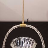 Ercole Barovier Art Deco Chandelier, "Bullicante" Glass Murano, 1940