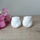 Vintage japan white and pink ceramic owl salt and pepper shaker set