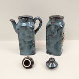 Oil and vinegar set in blue marbled style ceramic