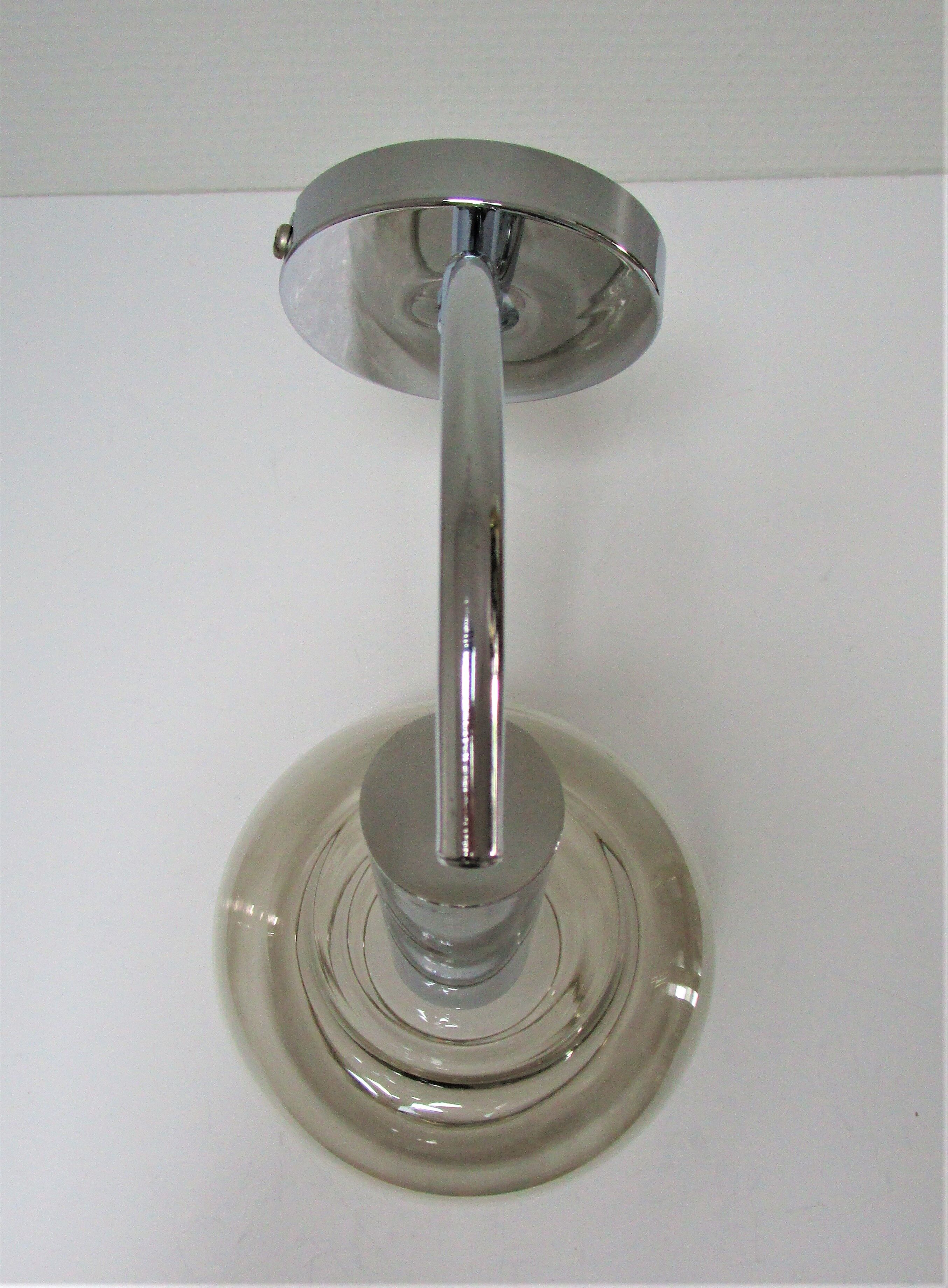 Sconce chrome and smoked glass vintage design 70s