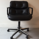 Black leather office chair by Charles Pollock for Knoll,1970
