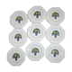 8 octagonal Longwy flowery bouquet art déco dessert plates