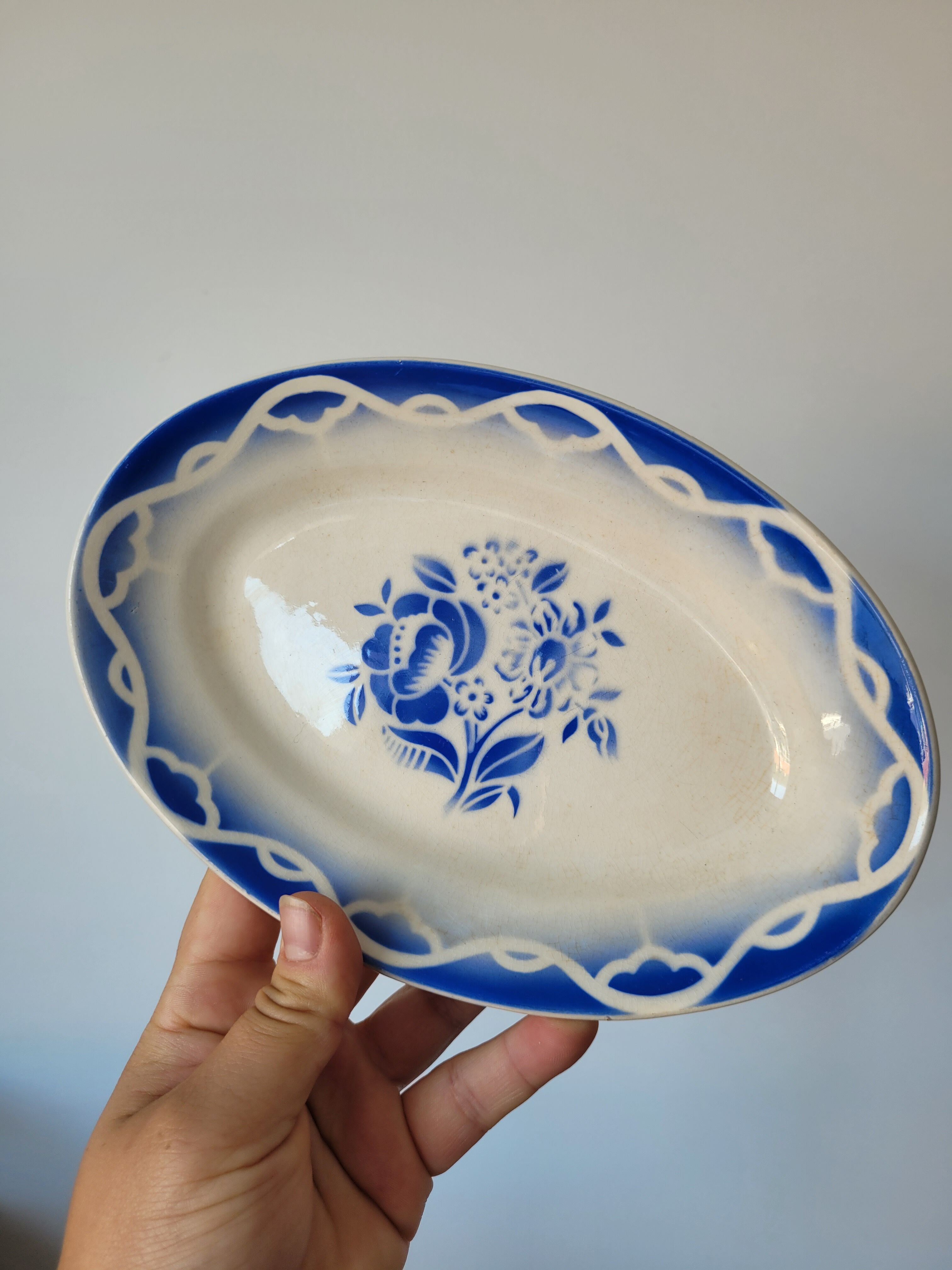 Deux raviers bleus "Odette" Digoin Sarreguemines
