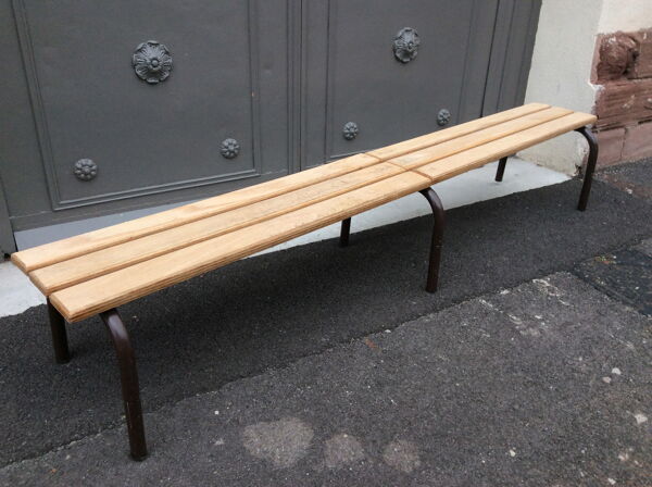 Banc d'école Mullca vintage piétement tubulaire