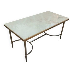 Table basse ancienne vintage avec plateau marbre