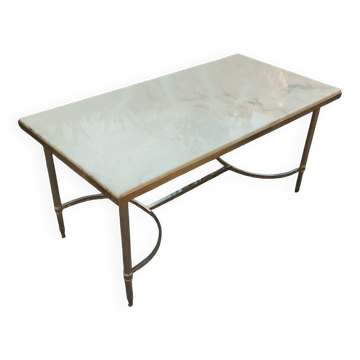 Table basse ancienne vintage avec plateau marbre