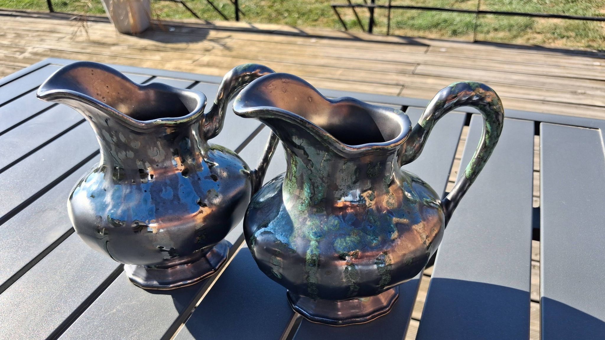 Pair of Art Deco jugs • Thulin Faience Factory (Belgium)