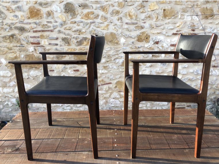 Pair of Scandinavian rosewood armchairs by SAX circa 60