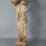 Ceramic sculpture Woman and opal belt jug Goldscheider circa 1900, 60 cm C155