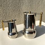 Italian coffee maker kitty oro 3 cups Guido Bergna italy vintage 80 stainless steel and brass