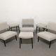 Series of 3 modernist drivers of the 50s /60s and their ottomans