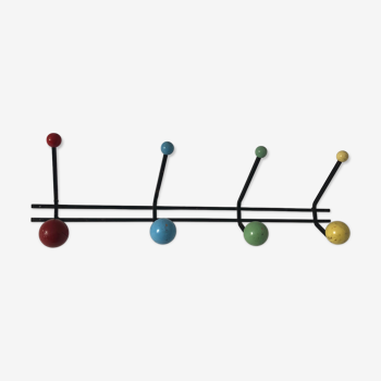 Portemanteau 8 patères boules 66cm vintage 1960