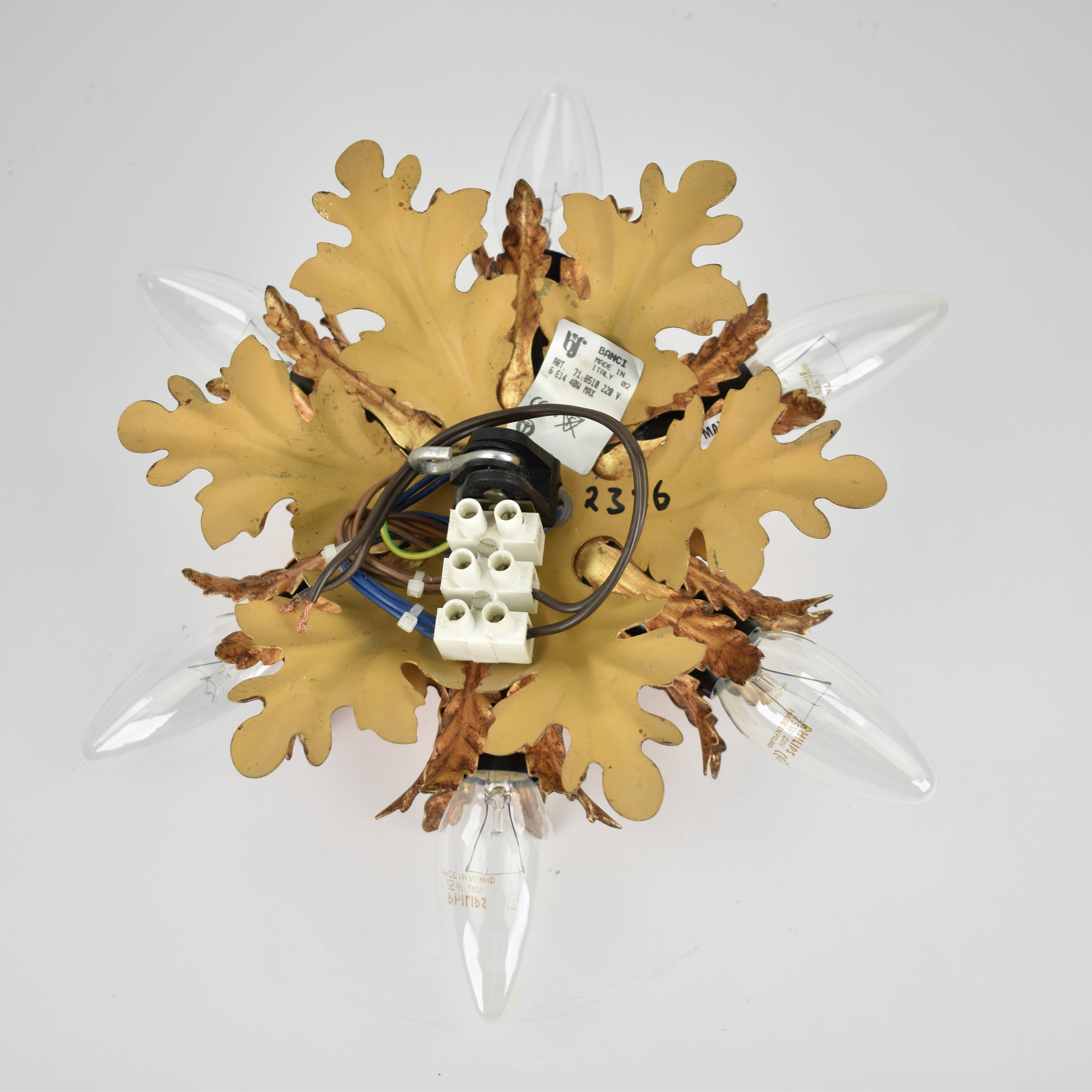 Mid century palm leaf flush mount by Banci Firenze