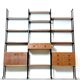 Modular storage unit and teak bookcase. Italy, 60s