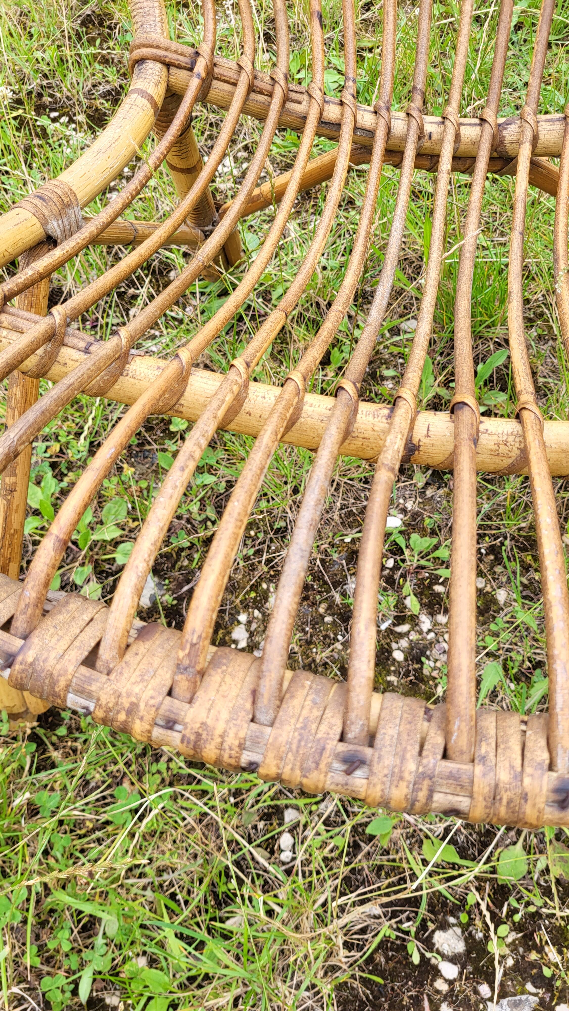 4 "shell" rattan armchairs 1960's