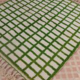 Moroccan Berber rug with reverse checkered pattern in green