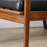 Pair of Scandinavian teak and leatherette armchairs, 1960