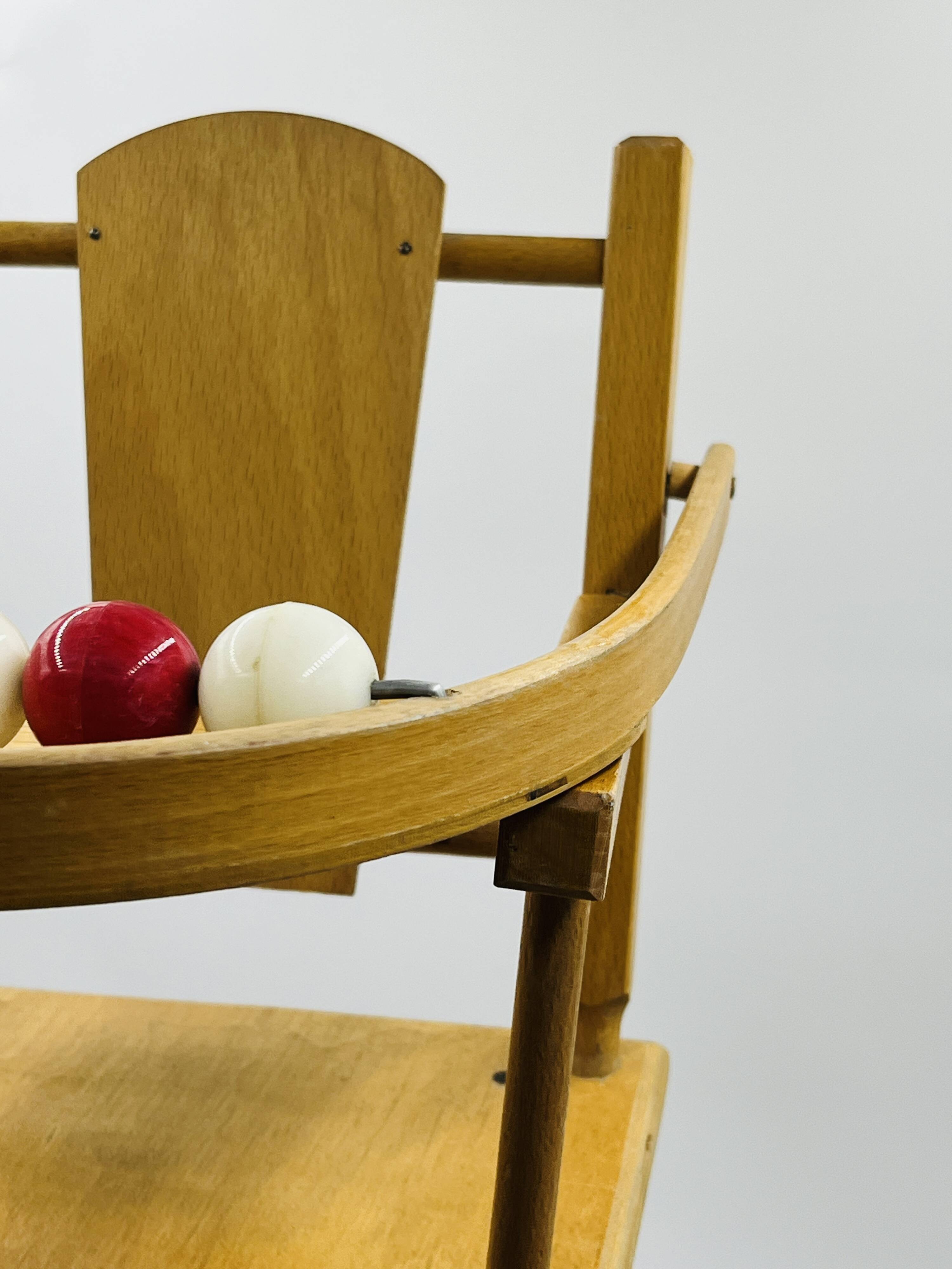 Vintage wooden doll high chair convertible into a walker