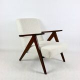 Vintage Ivory white Boucle Model B-310 Armchair, 1970s