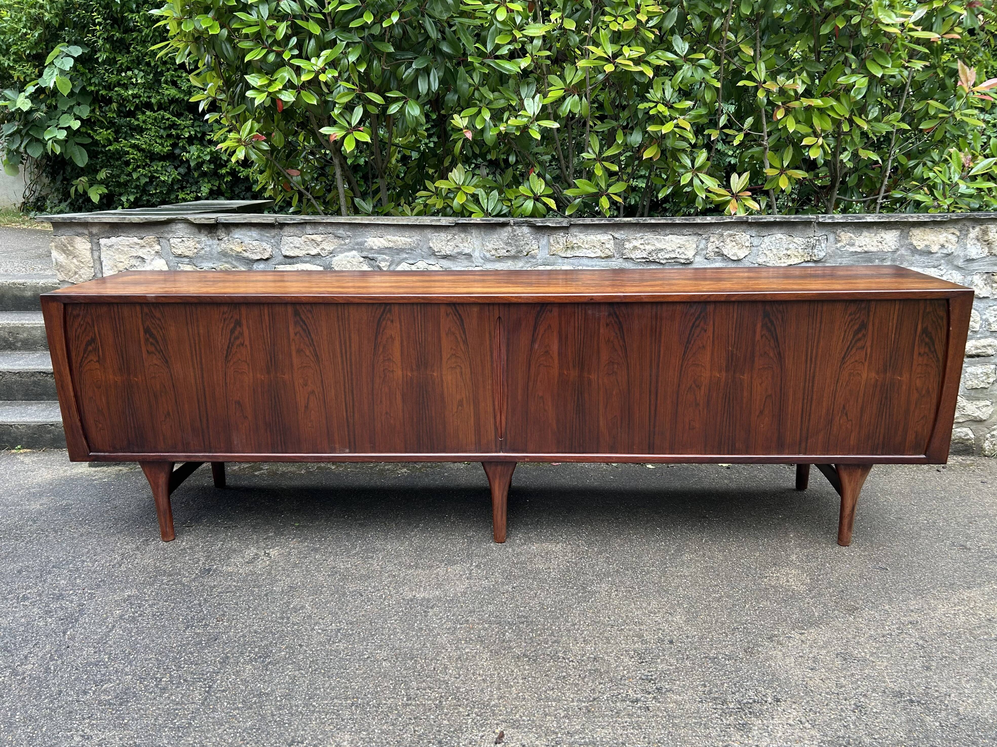 Danish sideboard in Rio rosewood, H. Kjaernulf, sliding doors