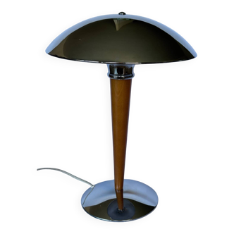 Paquebot chrome and wood design lamp 1980