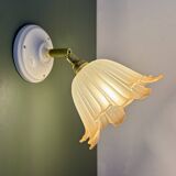 Vintage tulip wall lamp in white and brown frosted glass