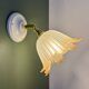 Vintage tulip wall light in frosted white and brown glass