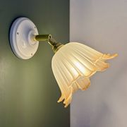 Applique tulipe vintage en verre dépoli blanc et brun