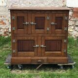 Storage unit, vintage icebox unit, wooden and zinc fridge unit, bar